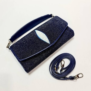 Echtes Stingray Leder Trifold Damen Umhängetasche mit Top Griff