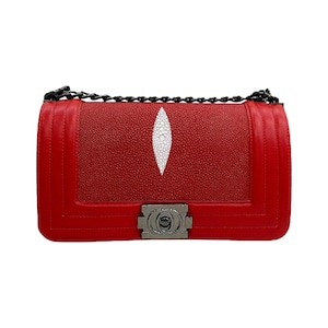 Bolso bandolera de piel de raya auténtica para mujer (1 perla)