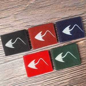 Cartera de piel auténtica de raya para hombre Cartera con diseño de pez raya perlado Talla L