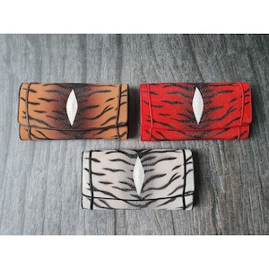Echtes Stingray Leder Lange Damen Geldbörse Tiger Muster