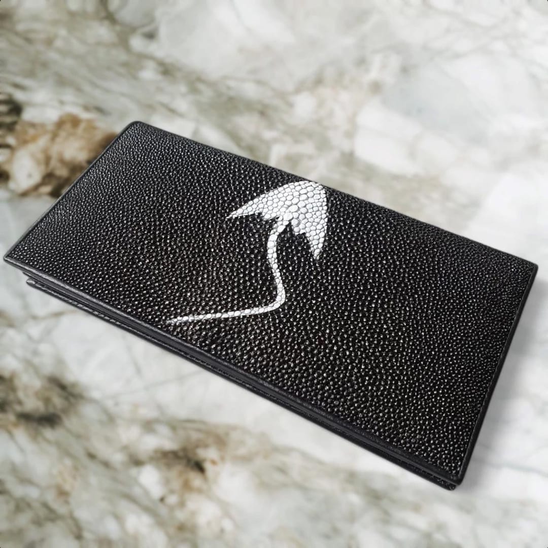 Genuine Stingray Leather Bifold Women's Wallet Long Fish Pattern - Etsy