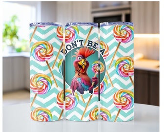 Funny Chicken Adult 20oz or 30oz skinny tumbler (Glow in dark option)
