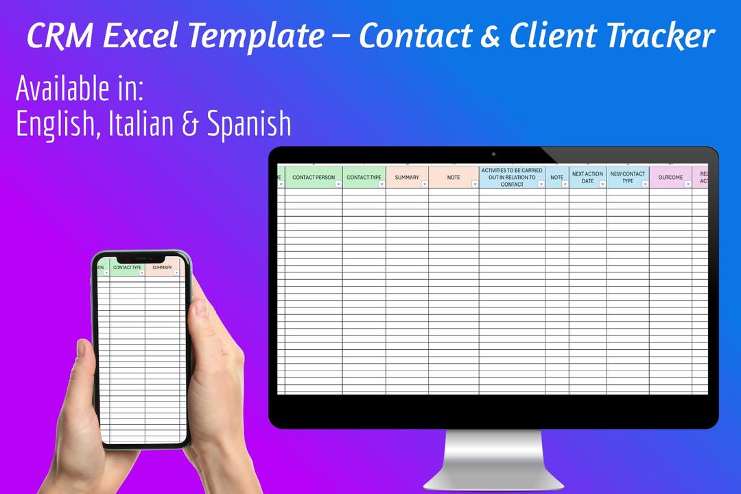 Excel Contact Manager Template CRM Tracker | Excel Contact Management Template | Business Organizer ...