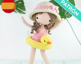Patrón ESPAÑOL Muñeca Amigurumi Playera, PDF, Patrón Conjunto de Baño a Crochet, Patrón Muñeca Amigurumi a Crochet, Muñeca en bikini verano