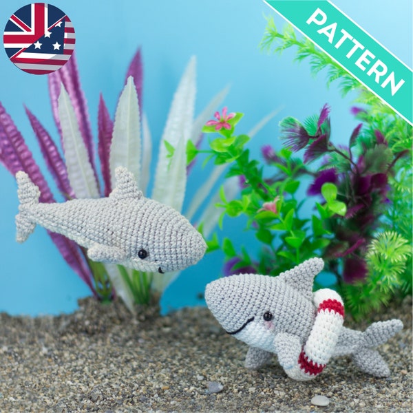 Amigurumi Shark Pattern ENGLISH, PDF, Summer Fishtank Crochet Patterns, Shark Crochet Pattern, Baby Shark Mobile Cradle, Plushies for Kids