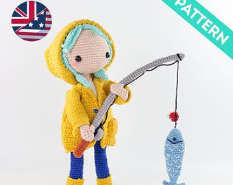 Amigurumi Doll Fisher ENGLISH Pattern, PDF, Customizable Doll Crochet Pattern, Amigurumi Doll Crochet Pattern, Clothes Tutorials, Plushies