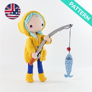 Amigurumi Doll Fisher ENGLISH Pattern, PDF, Customizable Doll Crochet Pattern, Amigurumi Doll Crochet Pattern, Clothes Tutorials, Plushies