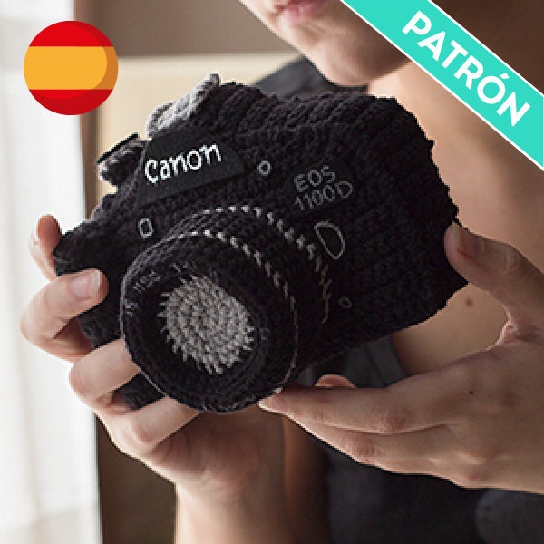 Patrón Crochet Cámara Réflex, PATRÓN ESPAÑOL, PDF, Juguete Amigurumi, Prop de Fotografía, Cámara Réflex Negra, Patrón Amigurumi Cámara