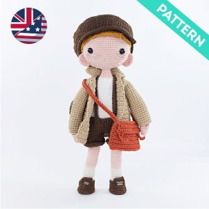 Amigurumi Deliveryman Doll ENGLISH Pattern, PDF, Customizable Crochet Doll Pattern, Amigurumi Doll Crochet Patterns, Crochet Doll Clothes