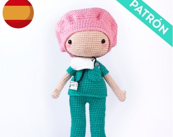 Patrón ESPAÑOL Conjunto Enfermera Amigurumi, PDF, Patrón Ropa de Crochet, Muñeca Crochet, Muñeca Amigurumi a Crochet, Regalo Enfermera