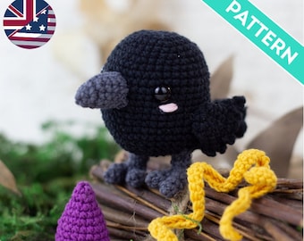 Amigurumi Raven Crochet Pattern, Sandman Guardian Bird (PDF)