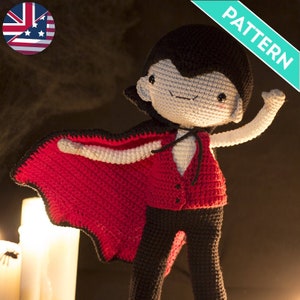 Amigurumi Vampire Doll ENGLISH Pattern, Halloween Doll Pattern, Amigurumi Doll Crochet Pattern, Halloween Decor, Halloween Crochet Pattern