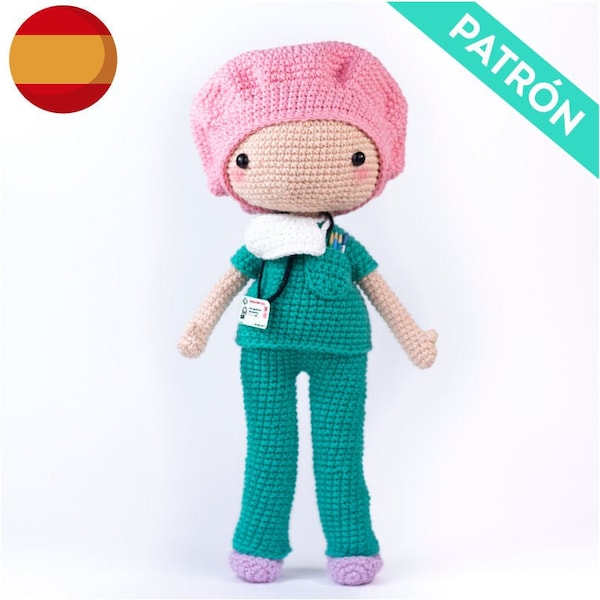 Patrón ESPAÑOL Conjunto Enfermera Amigurumi, PDF, Patrón Ropa de Crochet, Muñeca Crochet, Muñeca Amigurumi a Crochet, Regalo Enfermera