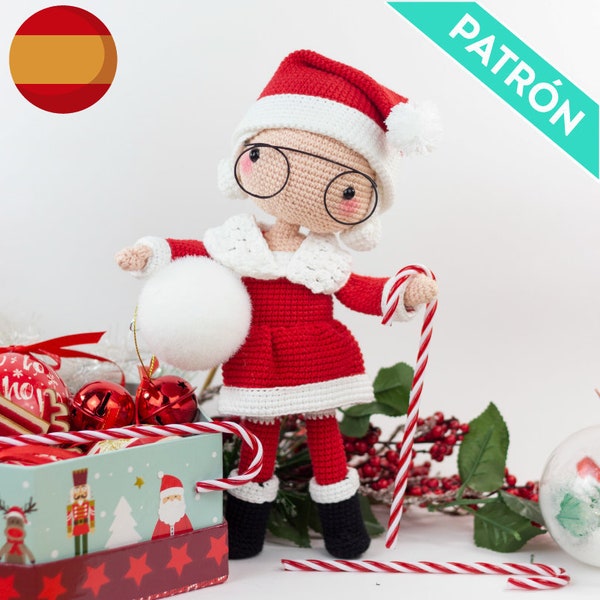 Mamá Noel Muñeca Amigurumi PATRÓN ESPAÑOL, PDF, Patrón Muñeca Amigurumi Mamá Noel a Crochet, Decoración Navideña, Regalos Navidad,