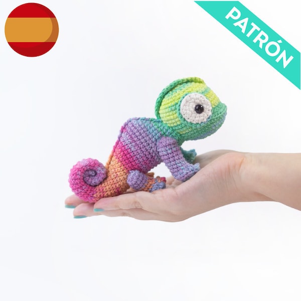 PATRÓN ESPAÑOL Camaleón Amigurumi, PDF, Patrón Camaleon a Crochet, Patrones Animales Amigurumi, Peluche Camaleon Mono, Regalo Baby Shower