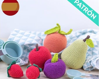 PATRÓN ESPAÑOL Pack Frutas Amigurumi, PDF, Patrón Crochet Frutas, Método Montessori, Patrón de Crochet para Principiantes, Peluche Infantil