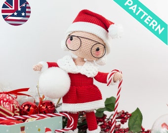 Mamá Noel Muñeca Amigurumi PATRÓN INGLÉS, PDF, Patrón Muñeca Amigurumi Mamá Noel a Crochet, Decoración Navideña, Regalos Navidad,