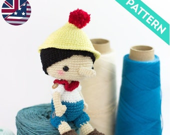 Pinocchio Amigurumi Crochet Pattern, Carlo Collodi Tales (PDF)