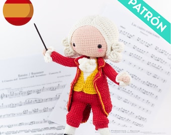 PATRÓN ESPAÑOL Mozart Amigurumi, PDF, Patrón Muñeco Mozart a Crochet, Patrón Muñeco Amigurumi a Crochet, Regalo Profesores Música