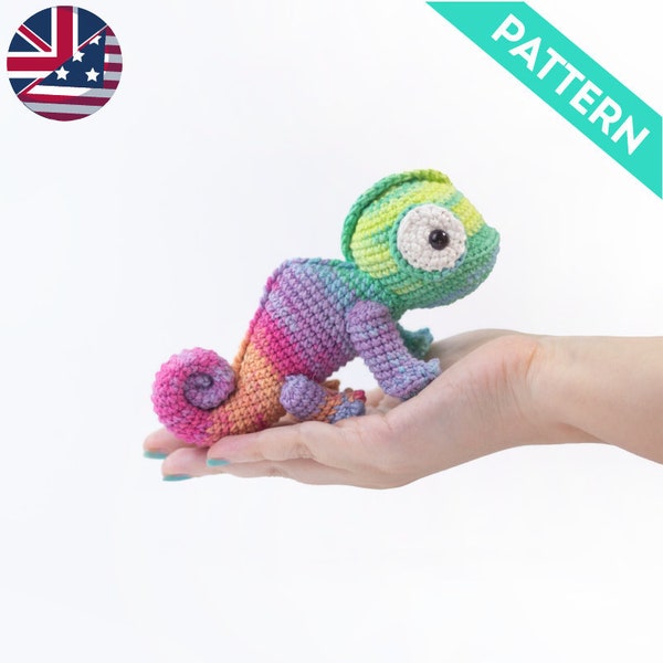 PATRÓN INGLÉS Camaleón Amigurumi, PDF, Patrón Camaleon a Crochet, Patrones Animales Amigurumi, Peluche Camaleon Mono, Regalo Baby Shower