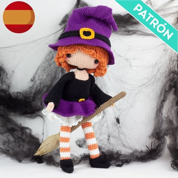 PATRÓN ESPAÑOL Muñeca Bruja Amigurumi, PDF, Patrón Muñeca Amigurumi, Decoración Halloween, Ropa Halloween Amigurumi, Muñeca Bruja Crochet