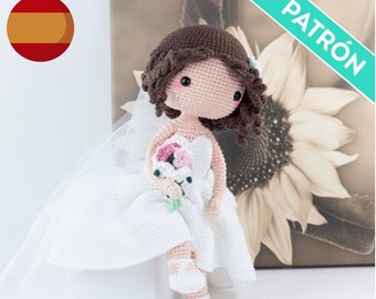 Amigurumi Bride Crochet Pattern, Spanish (PDF)