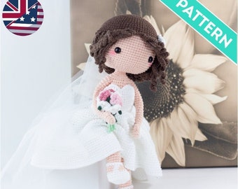 Bride Amigurumi Crochet Pattern, Wedding Doll (PDF)