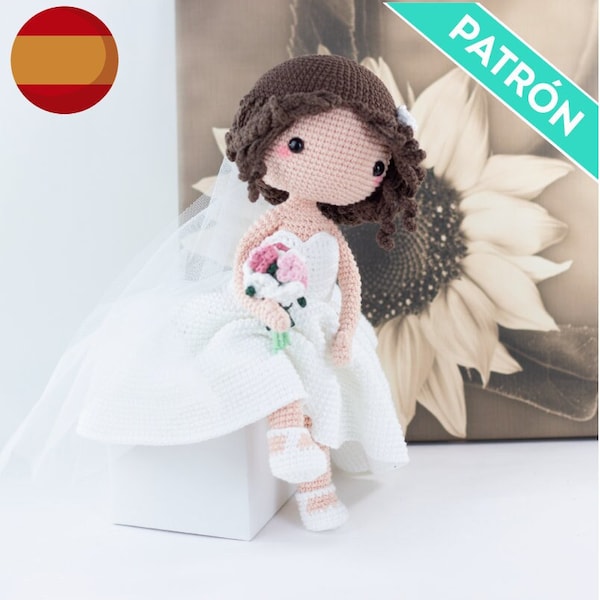 PATRÓN ESPAÑOL Novia Amigurumi, PDF, Patrón de Crochet Muñeca Novia, Regalos de Boda, Patrones Amigurumi para Bodas, Regalos para Novios