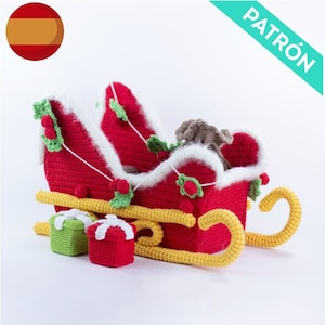 PATRÓN ESPAÑOL Trineo Navideño Amigurumi. PDF, Crochet Trineo Navidad, Amigurumi Trineo Santa Claus, Decoraciones Navideñas Crochet Juguete
