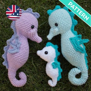 Patrón Amigurumi, Caballitos de Mar, PATRÓN INGLÉS, PDF, Patrón Crochet Amigurumi, Patrones Animales Crochet, Amigurumi Patrones en Español