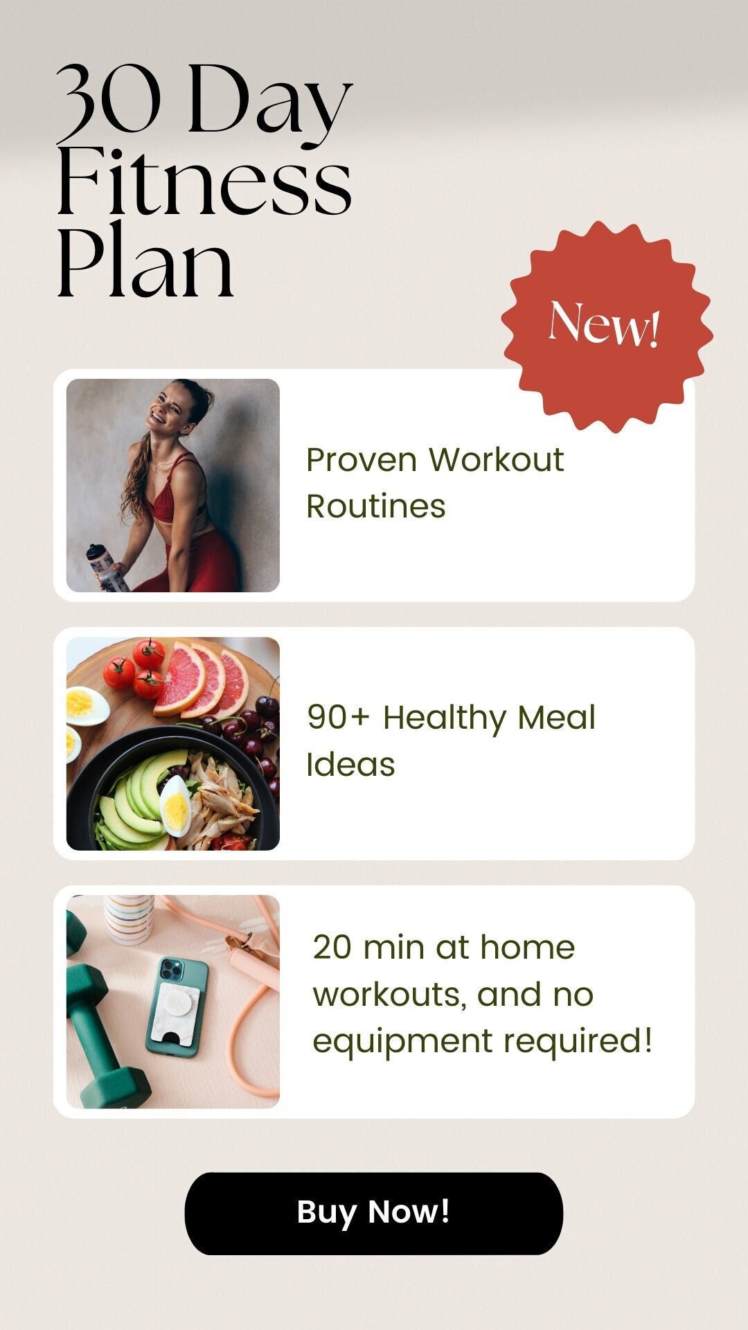 30 day Exercise and Meal Plan Etsy