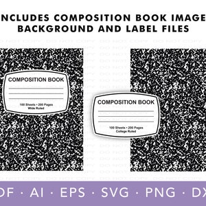 Composition Book SVG | Composition Book Cover | Notebook Template