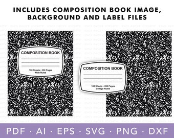 Composition Book SVG | Composition Book Cover | Notebook Template
