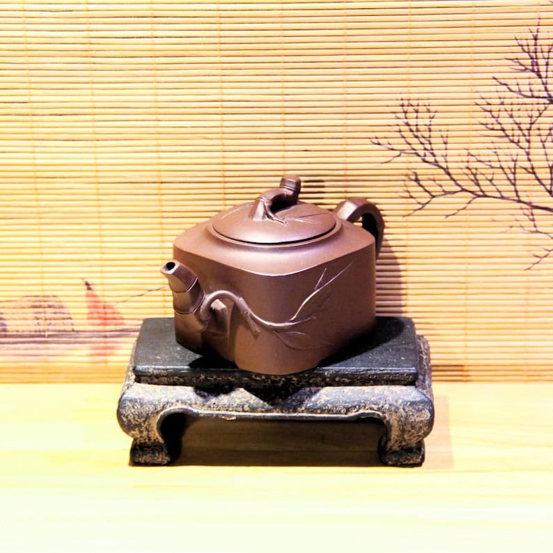 Yixing Zisha Teapot Sifang Bamboo - Thumbnail 4