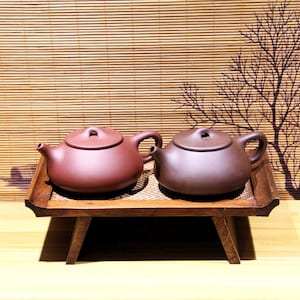 宜興紫沙ティーポット [荊州石ピャオ] 260ml |手作りの紫粘土ティーポット