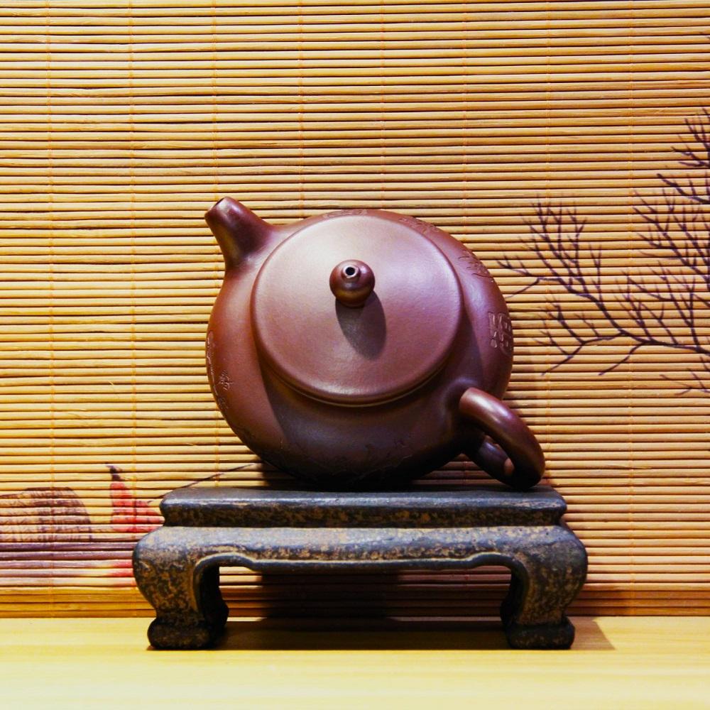 宜興紫砂急須 [漢美徐扁] 190ml | 手作り急須 | 紫土急須 | 中国急須