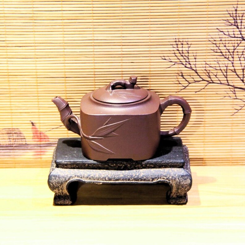 Yixing Zisha Teapot Sifang Bamboo - Thumbnail 5