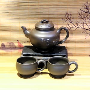 Kompletny ręcznie robiony zestaw do herbaty Yixing Zisha [Mei Bao Chun] 320 ml | Fioletowy gliniany czajniczek | Chiński czajniczek