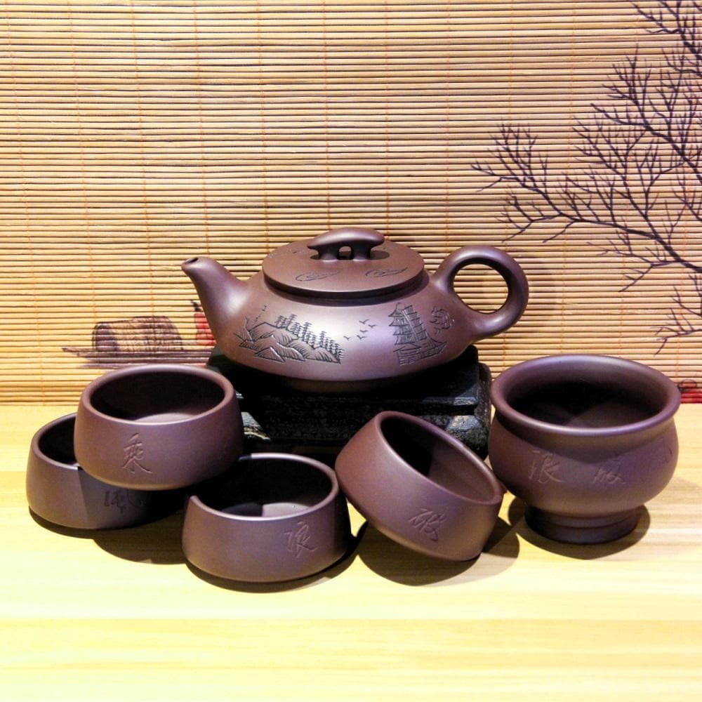 完全手作り宜興紫砂ティーポットセット [Cheng Feng Po Lang] 320ml