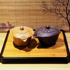 Yixing Zisha Gaiwan [Lotus]  170ml | Zisha Teapot | Purple Clay Teapot