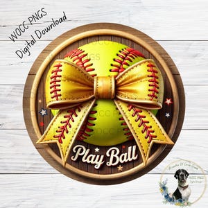 Diseño de sublimación de arco de sóftbol - Pelota redonda PNG - Corona deportiva - Descarga digital - Imprimible a 300 DPI para manualidades
