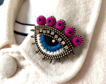 Felt and zipper eye brooch