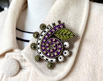 Felt and zipper abstract brooch