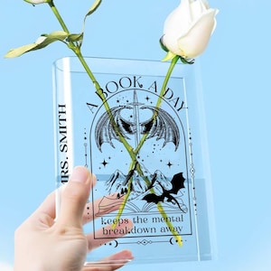 Dragons Bookish Acrylic Book Vase, Fantasy Book Reader Booknerd Bookshelf Decor Gift for Book Lovers, Nightcourt Bookworm Flower Vase Gifts