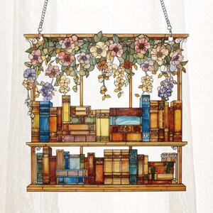 Flower Book Acrylic Suncatcher Window Hanging,Library Book Decor Home,Book Club Lover Gift,Librarian Gift,Bookish Library Decor,Gift For Her