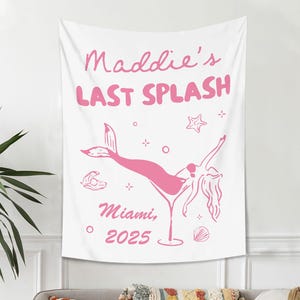 Last Splash Personalized Bachelorette Party Decor, Mermaid Bachelorette Decor, Beach Bachelorette Party Tapestry, Bridal Shower Party Banner
