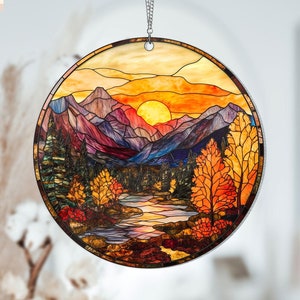 Mountain Range Acrylic Window Hanging Decor Gift for Mothers, Acrylic Window Hangings, Suncatcher Ornament, Home Decor,Birthday Gift for Her