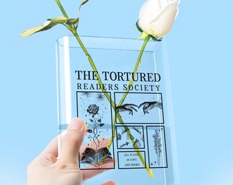 Personalized Readers Acrylic Book Vase, The Tortured Readers Society Books Gifts, Book Shaped Flower Vase, Gift for Book Lover