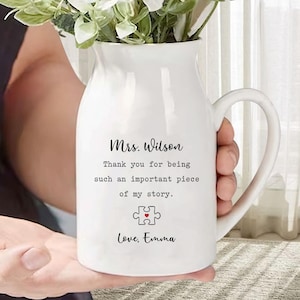 Personalized Teacher Gift Thank You For Being Part Of My Story Ceramic Flower Vase, Teacher Appreciation Gift, Thank You Gift For Teacher