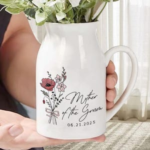 Custom Wedding Gift For Mother Of The Bride & Groom, Wedding Gift For Mom, MOB Engagement Gift Flower Vase, Mother of the Bride Ceramic Vase